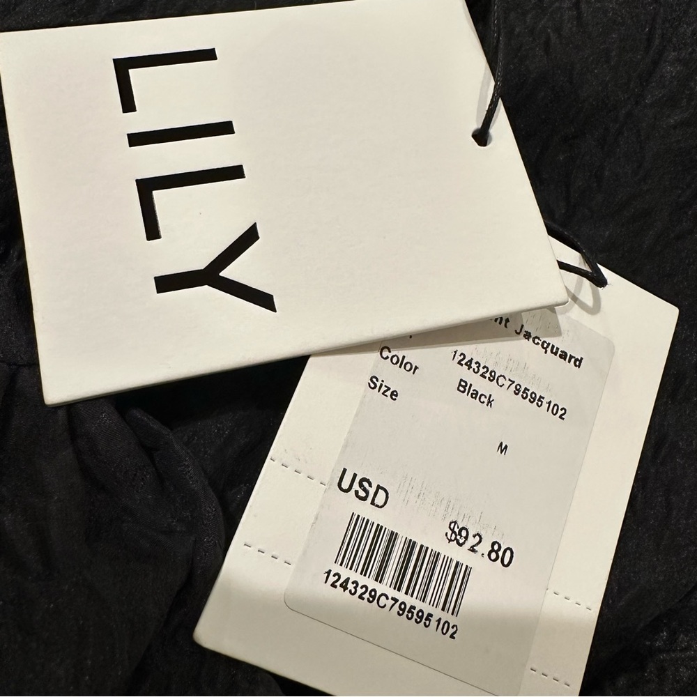 New Lily Elegant Jacquard Dress Embellished Sz M Black Sleeveless Midi A-line - Picture 9 of 9